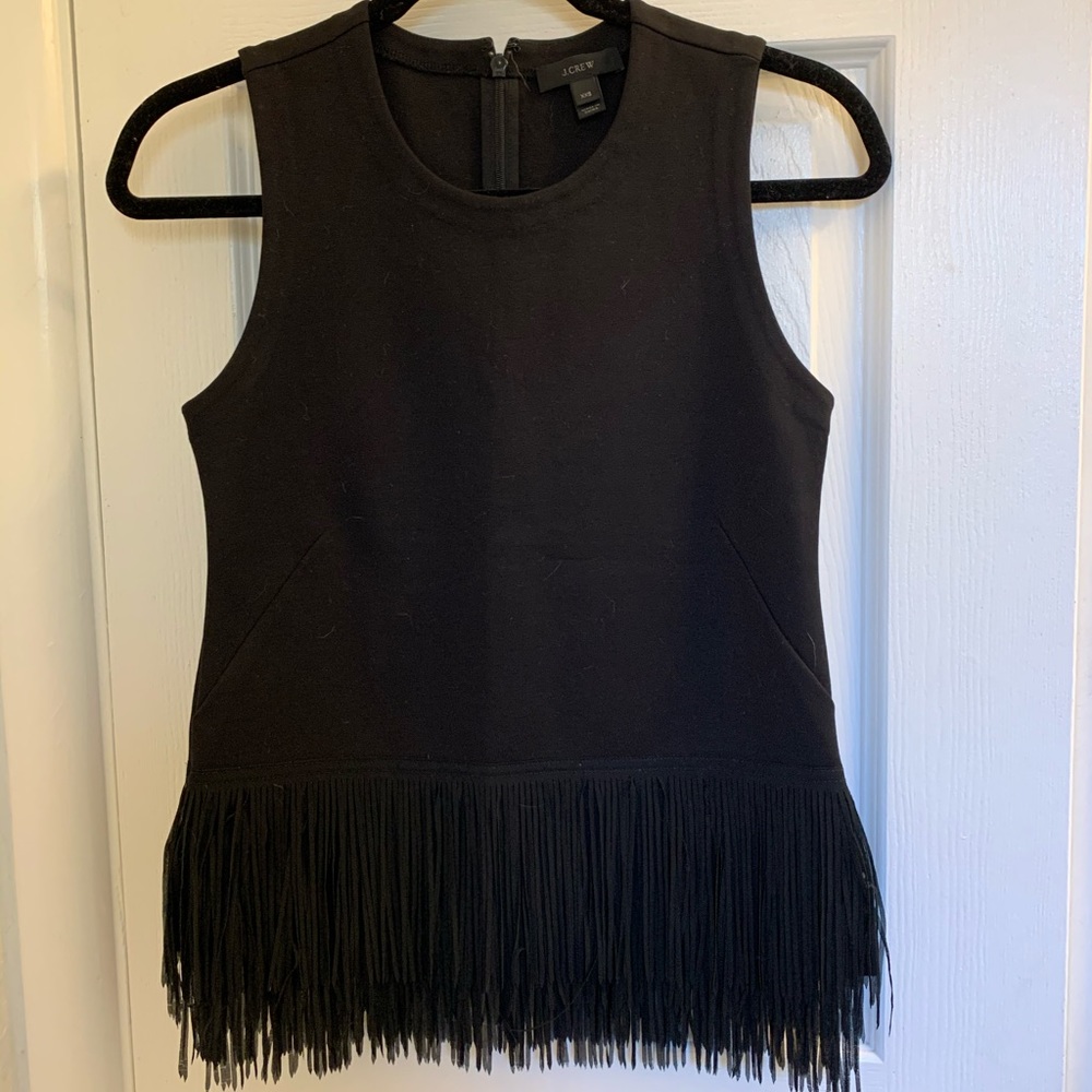 Jcrew Black fun fringe shell
